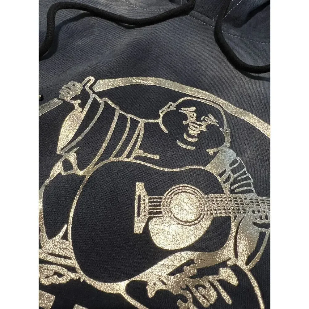 True Religion Buddha Foil Tie Dye Blue Hoodie Mens Size 2XL Pullover XXL NWT